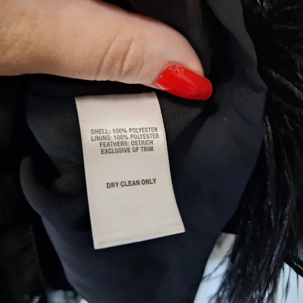 Ruby & Bloom Girls Black Sleeveless Dress Genuine Ostrich Feather Hem Size 14